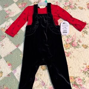 Wonder Nation Red and Black Overalls Classic Bib Design